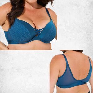 Torrid Curve 40DD XO Plunge Push-Up Bra – Teal Leopard Print